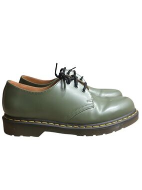 DR. MARTENS 1461 Smooth Leather Lace-Up Oxford Shoes in Khaki Green Size 10M/11L
